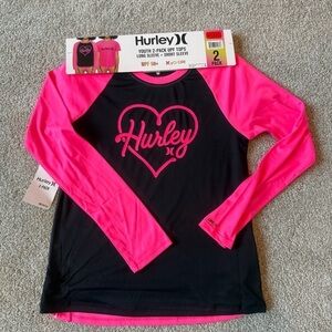 NWT Hurley girls 2-pack UPF tops long sleeve and short sleeve